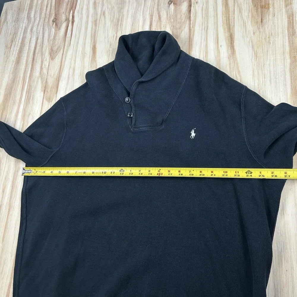 Polo Ralph Lauren Men's 2XL Black Luxury Jersey Shawl Collar Pullover Sweater